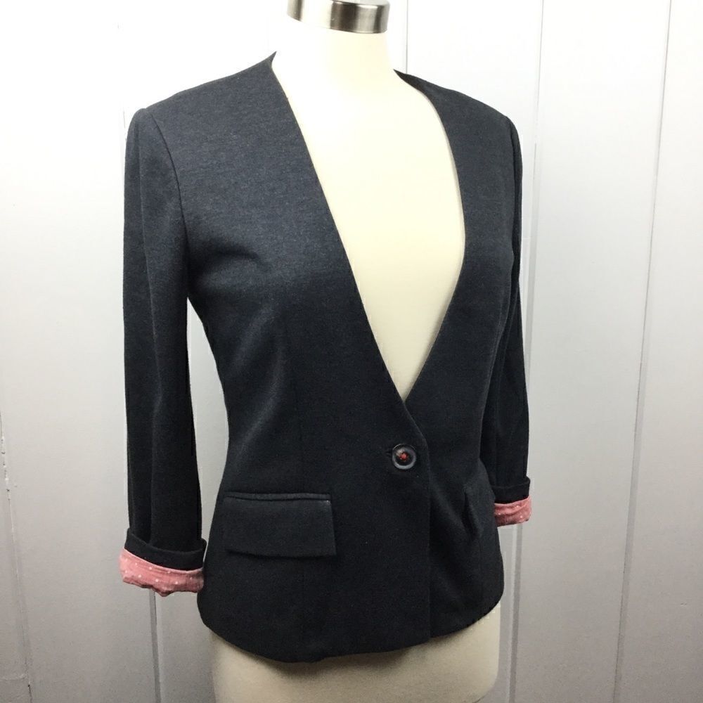 Cartonnier (Anthro) Gray Sans Collar Blazer - M